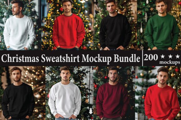 Christmas Sweatshirt Mockup Bundle: Graphics for Product Mockups