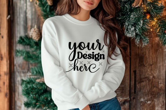 Christmas Women Sweatshirt Mockup 91 Graphics for Product Mockups