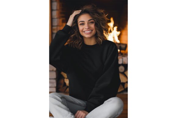 Female Black Sweatshirt Mockup: Graphics & Product Mockups