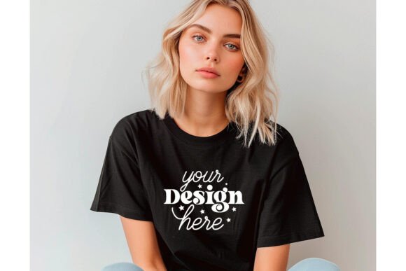 Gildan 64000 Black T-shirt Mockup 52: Essential Graphics for Product Mockups