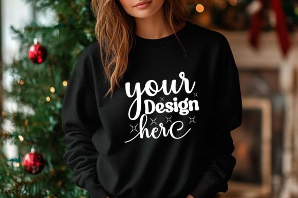 Gildan Christmas Sweatshirt Mockup 17 Graphics