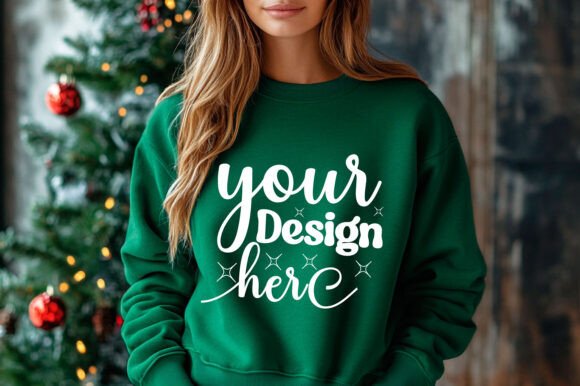 Gildan Christmas Sweatshirt Mockup 27 Graphics