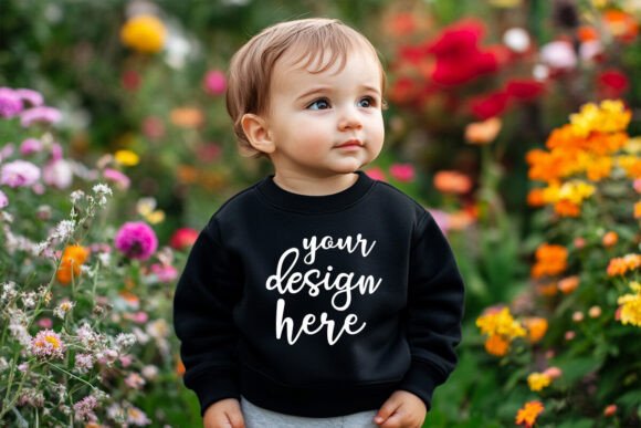 Kids Black Sweatshirt Mockup: Graphics for Product Mockups