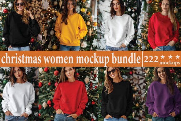 Reviewing Christmas Women Sweatshirt Mockup Bundle Graphics